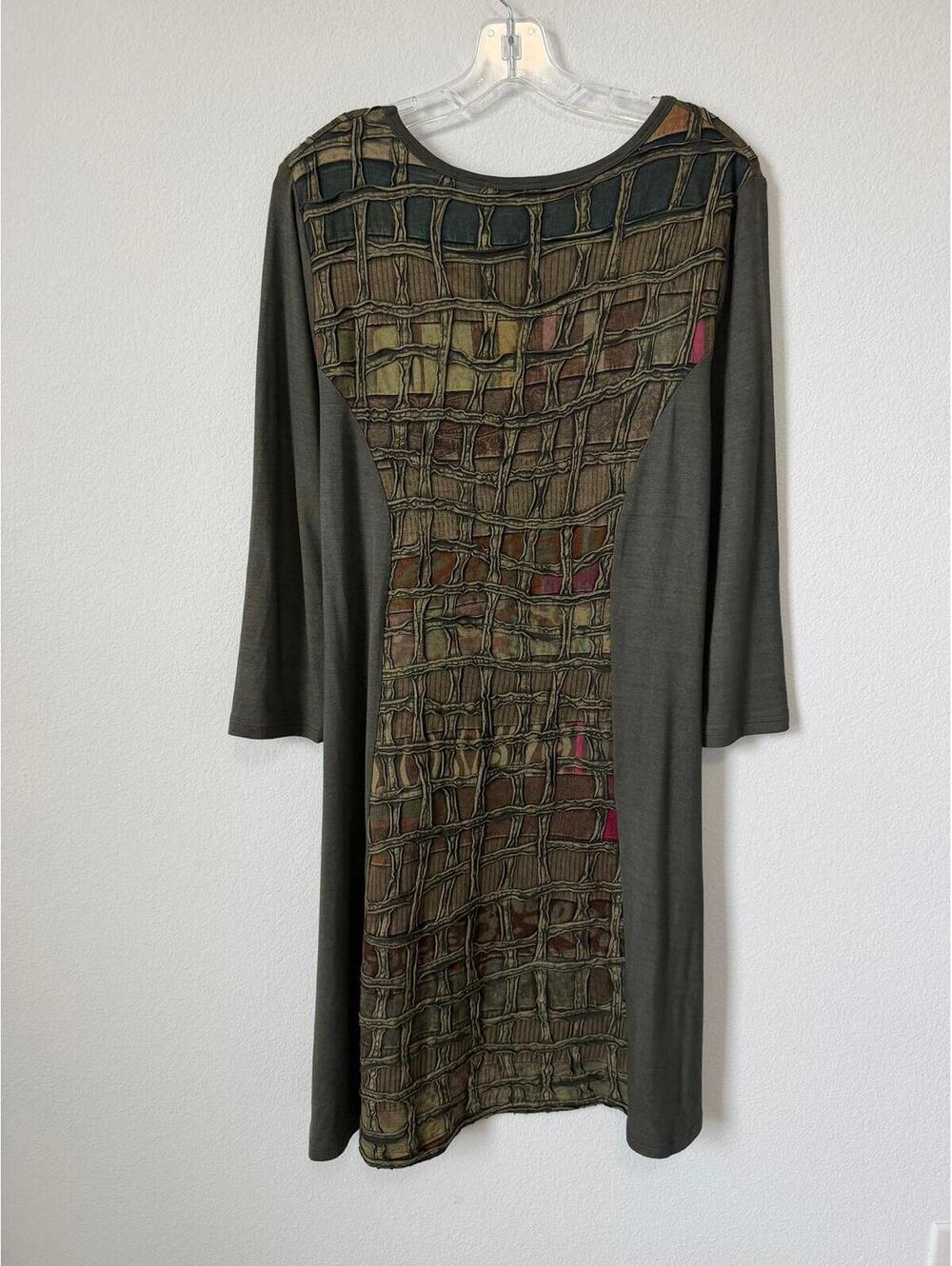 Parsley & Sage 3/4 Sleeve Round Neck Textured Boho Shirt Dress Women's Size M - Picture 2 of 8